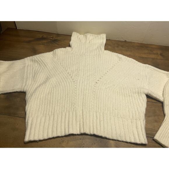 Varley Rogan Sweater Women's Large Ivory Stretch Long Sleeves Turtle Neck - Picture 2 of 13